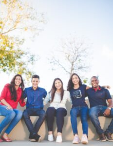 Study abroad students socialising