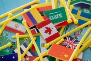 Flags representing different countries for study abroad