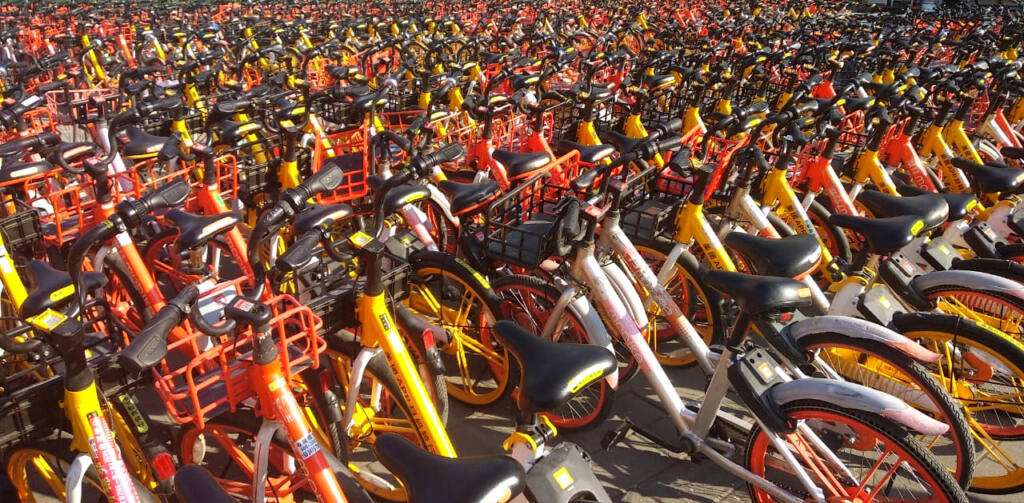 Shared-bicycles in Beijing which international students can use to get their way around the the Chinese cities during the Chinese New Year.