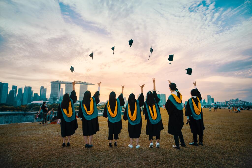 Graduate school students graduating