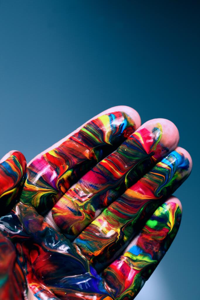 A beautiful color combination in human palm to elaborate on art.