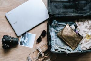 An international student packing for his study abroad travel. Checklist for International Students is well followed by this student.